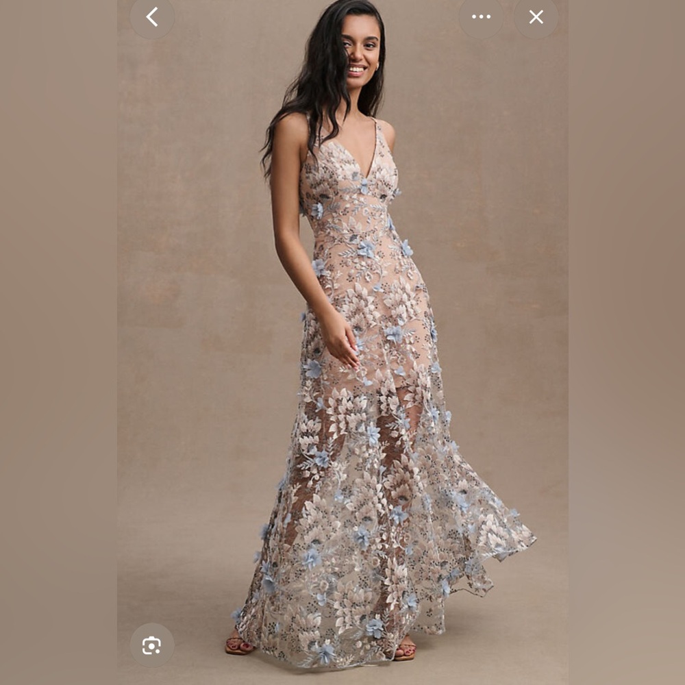 Dress the Population Sidney Deep V-Neck Lace Gown
